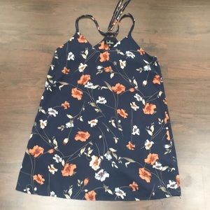 Lulus navy blue and floral print dress